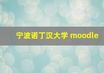 宁波诺丁汉大学 moodle